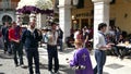 CORFU, GREECE - APRIL 6, 2018: The epitaph processions of Good Friday in Corfu. Every church organize a litany.